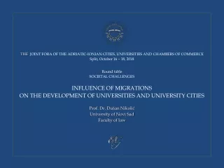 THE   JOINT FORA OF THE ADRIATIC-IONIAN CITIES, UNIVERSITIES AND CHAMBERS OF COMMERCE