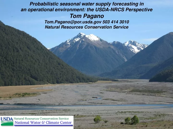 probabilistic seasonal water supply forecasting