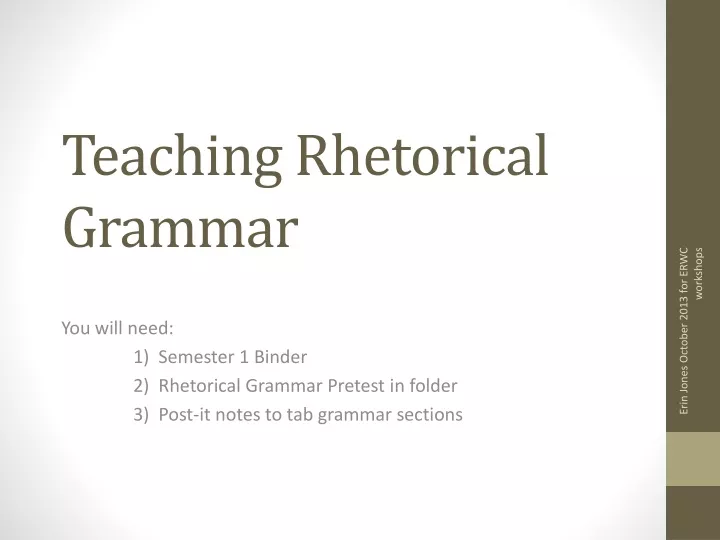teaching rhetorical grammar