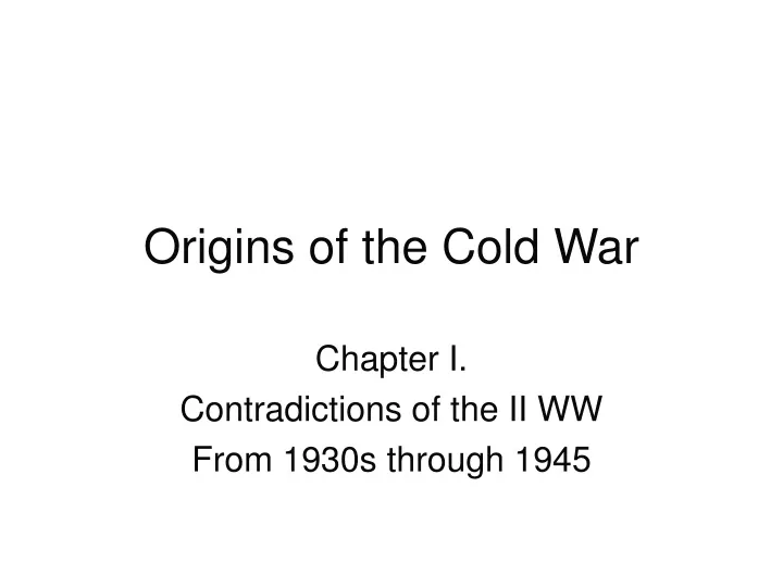 origins of the cold war