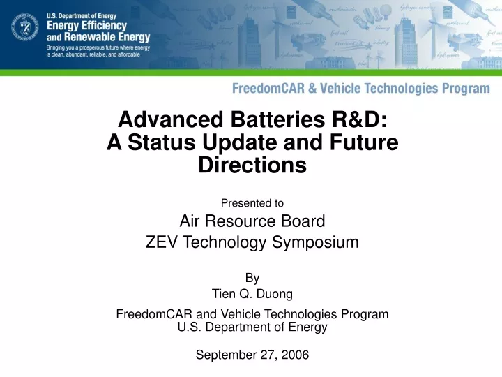 advanced batteries r d a status update and future