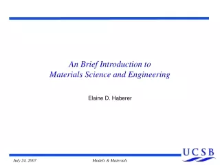 An Brief Introduction to  Materials Science and Engineering
