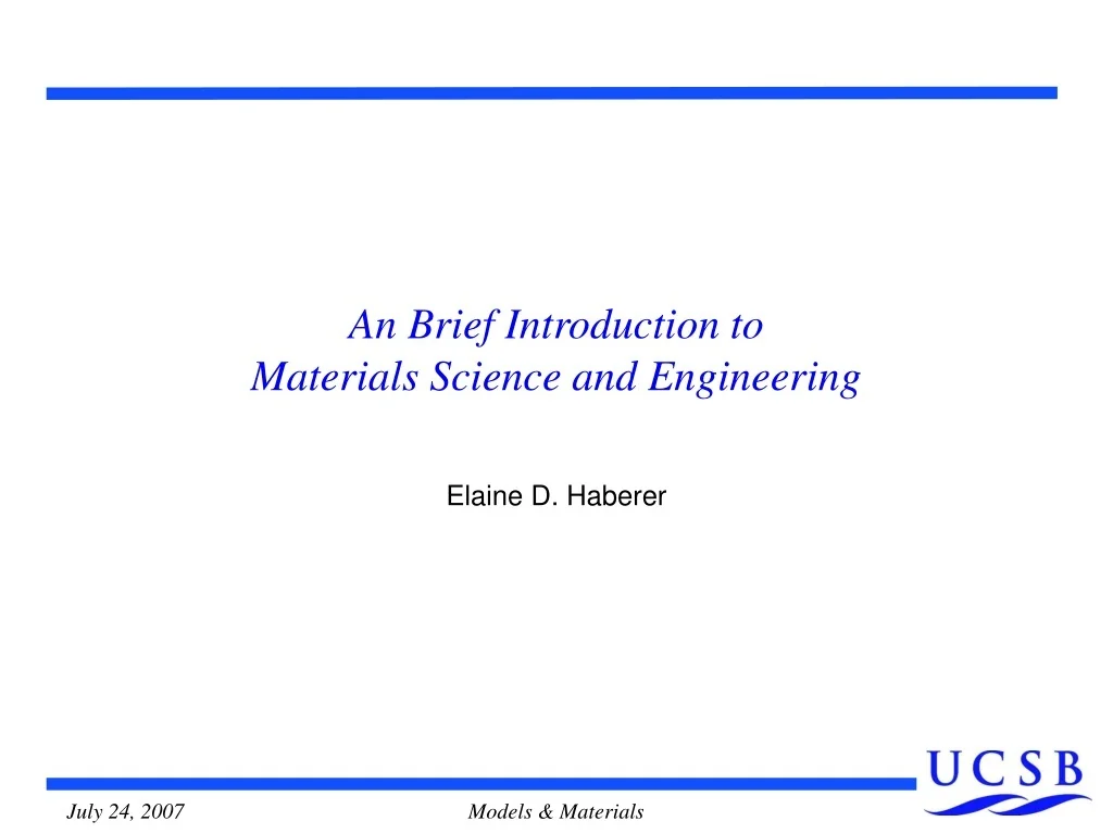 PPT - An Brief Introduction to Materials Science and Engineering ...