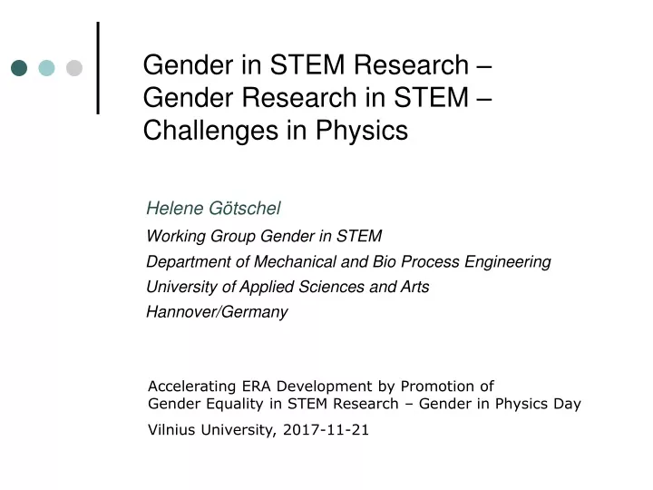 gender in stem research gender research in stem challenges in physics