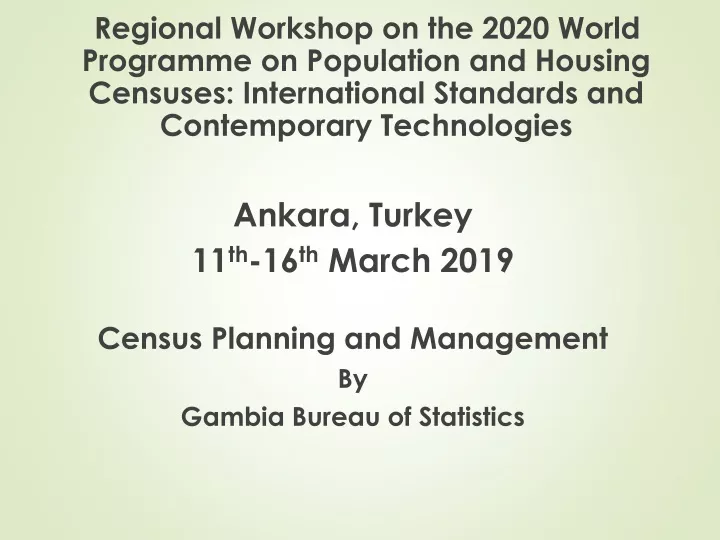 regional workshop on the 2020 world programme