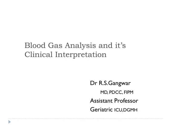 blood gas analysis and it s clinical