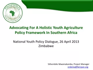 Advocating For A Holistic Youth Agriculture Policy Framework In Southern Africa