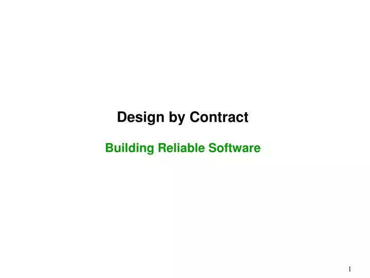 design by contract building reliable software
