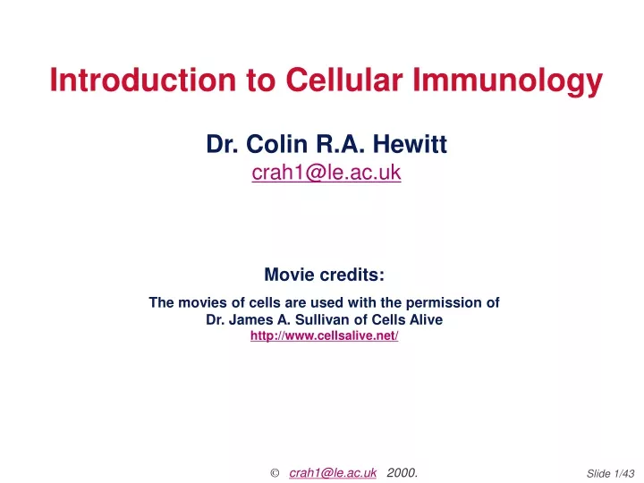 introduction to cellular immunology dr colin