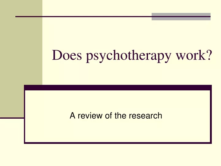 does psychotherapy work