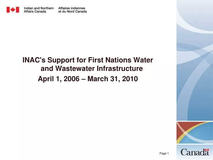 inac s support for first nations water