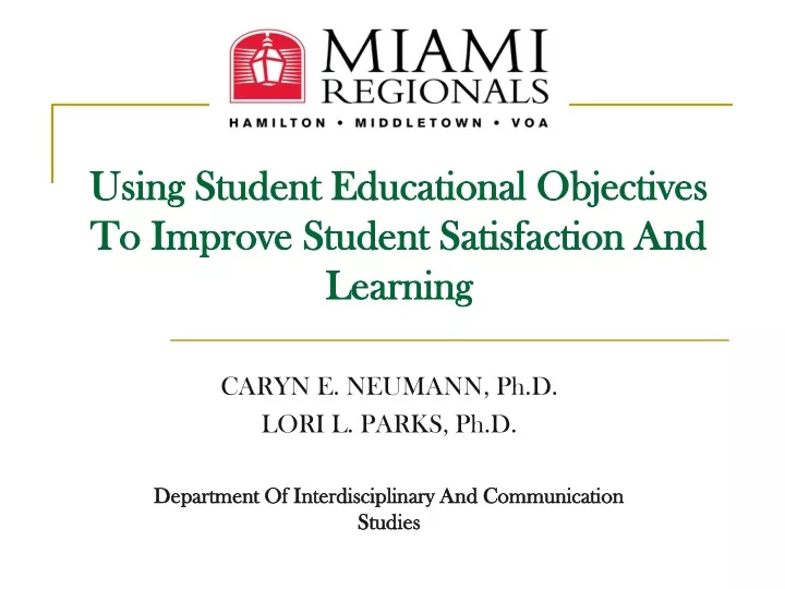 using student educational objectives to improve student satisfaction and learning