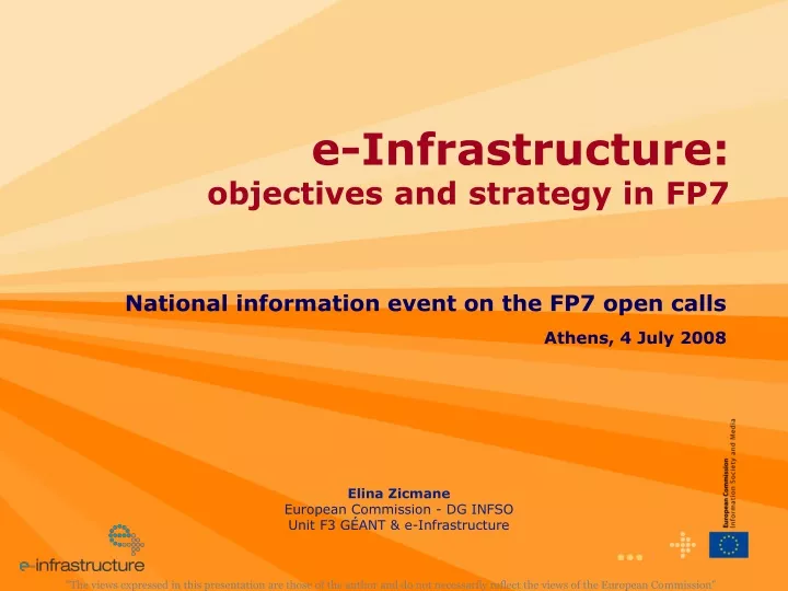 e infrastructure objectives and strategy in fp7