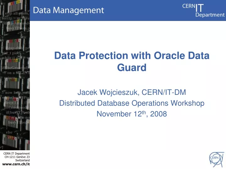 d ata protection with oracle data guard