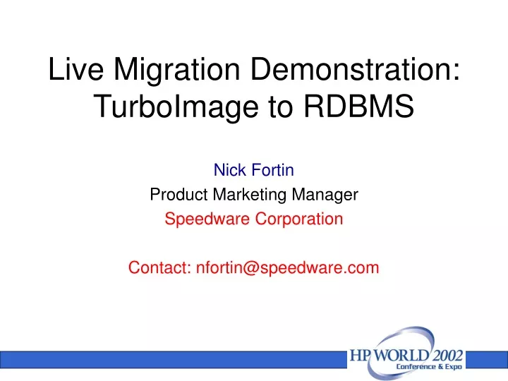 live migration demonstration turboimage to rdbms