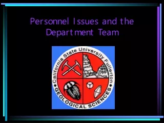 Personnel Issues and the Department Team