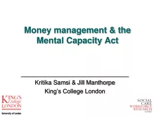Money management &amp; the Mental Capacity Act