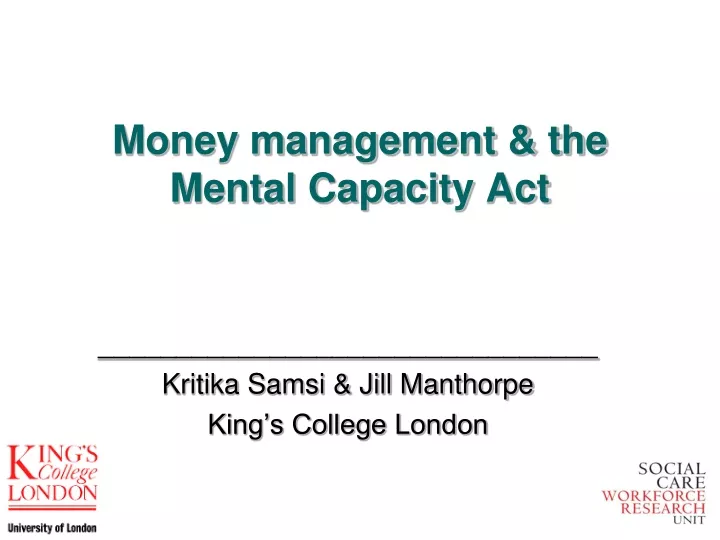 money management the mental capacity act