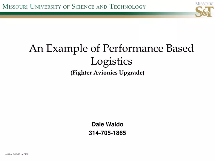 an example of performance based logistics fighter avionics upgrade dale waldo 314 705 1865