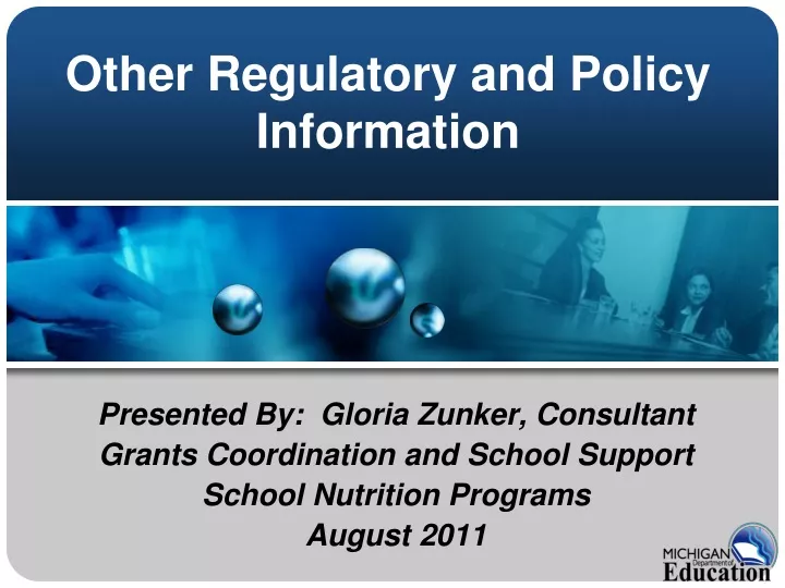 other regulatory and policy information