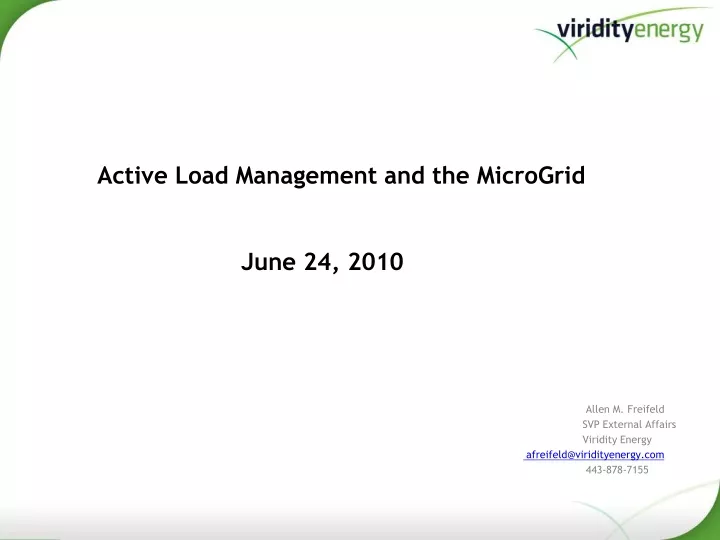active load management and the microgrid