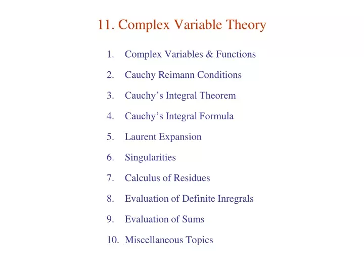 11 complex variable theory