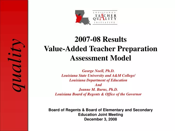 2007 08 results value added teacher preparation