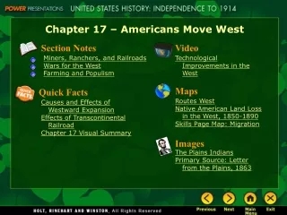 Chapter 17 – Americans Move West