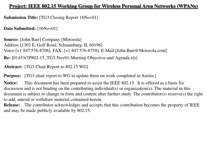 project ieee 802 15 working group for wireless