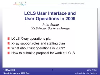 LCLS User Interface and User Operations in 2009