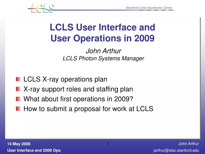 lcls user interface and user operations in 2009