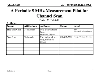 A Periodic 5 MHz Measurement Pilot for Channel Scan