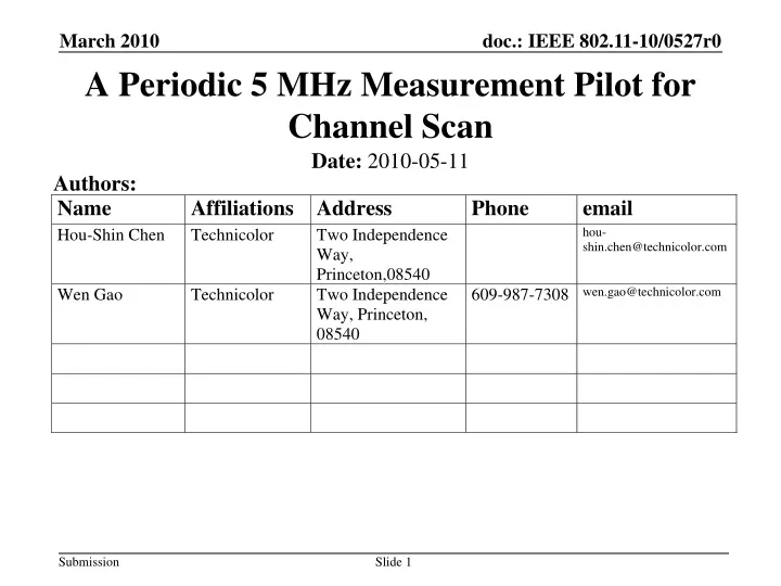 a periodic 5 mhz measurement pilot for channel scan