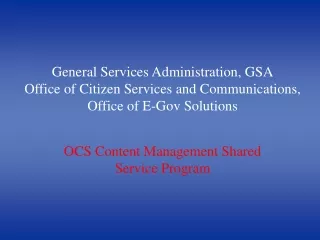OCS Content Management Shared Service Program