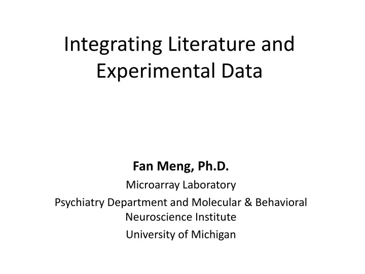 integrating literature and experimental data