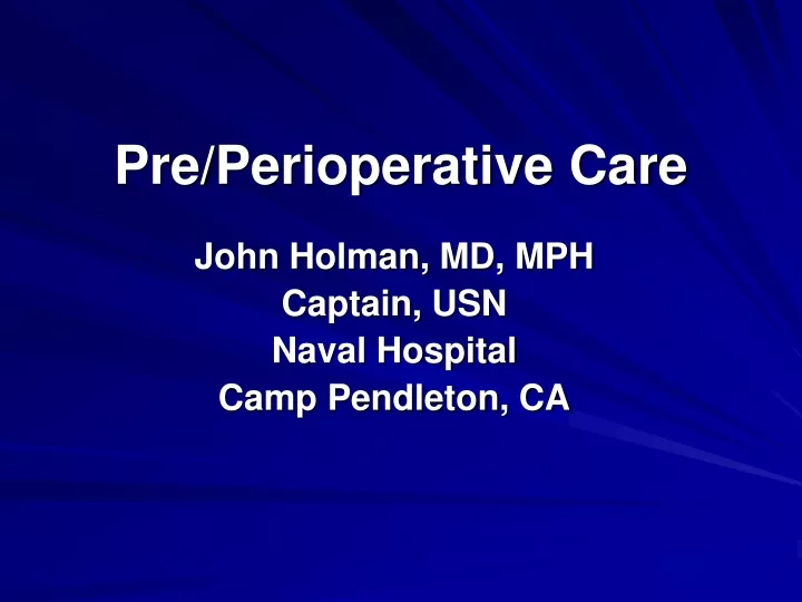 pre perioperative care