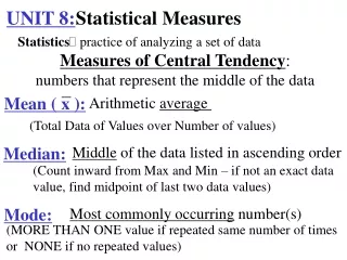 UNIT 8: Statistical Measures