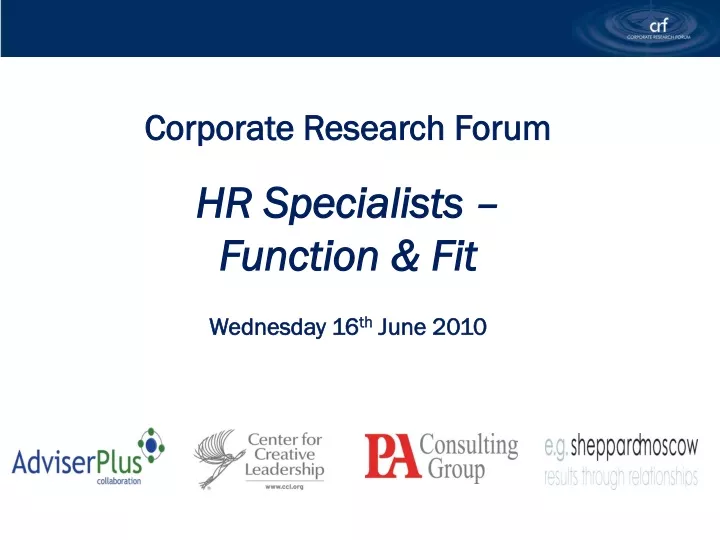 corporate research forum hr specialists function