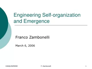 Engineering Self-organization and Emergence