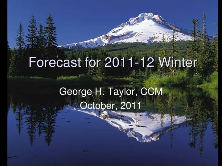 forecast for 2011 12 winter