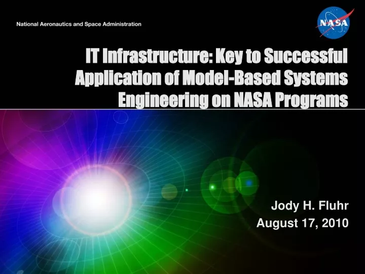 it infrastructure key to successful application of model based systems engineering on nasa programs