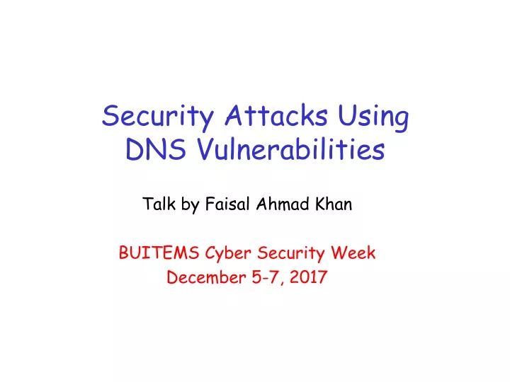 security attacks using dns vulnerabilities