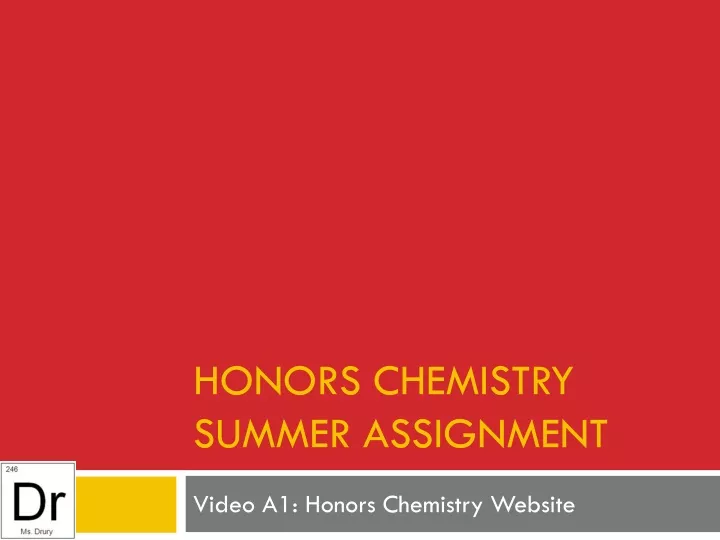 honors chemistry summer assignment