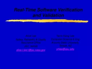 Real-Time Software Verification and Validation