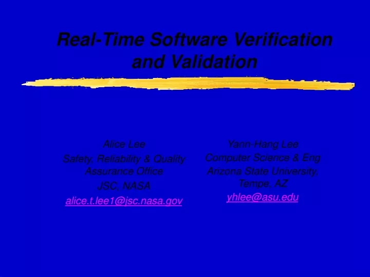 real time software verification and validation