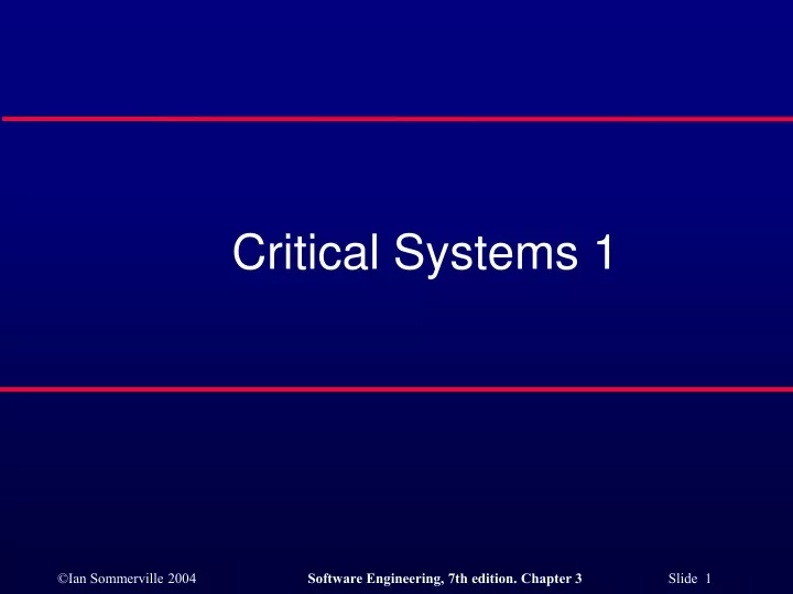 critical systems 1