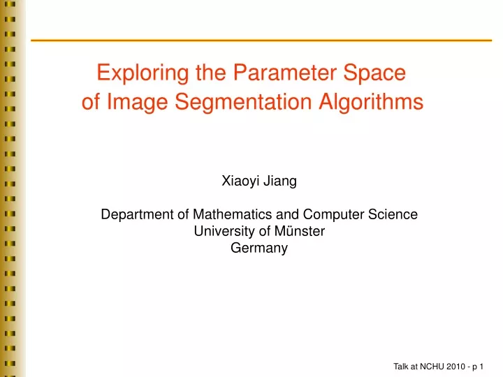 exploring the parameter space of image