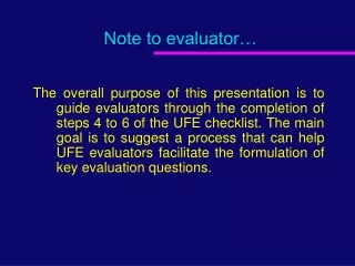 Note to evaluator…