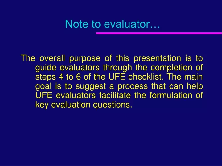 note to evaluator
