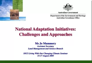 National Adaptation Initiatives:  Challenges and Approaches